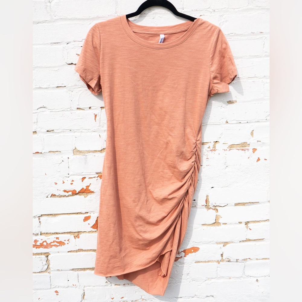 Wishlist Peach Ruched-Side Midi T-Shirt Dress